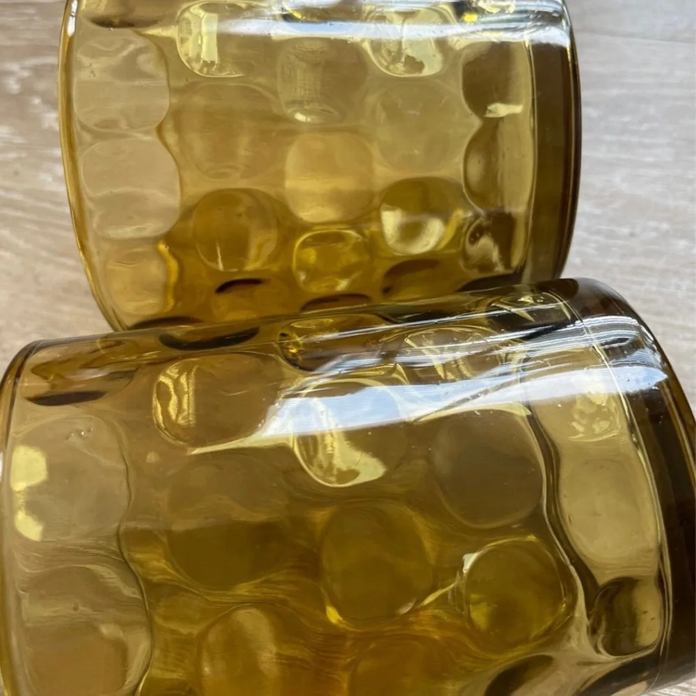 Set of 2 West Elm Dimpled Amber Drinking Glasses